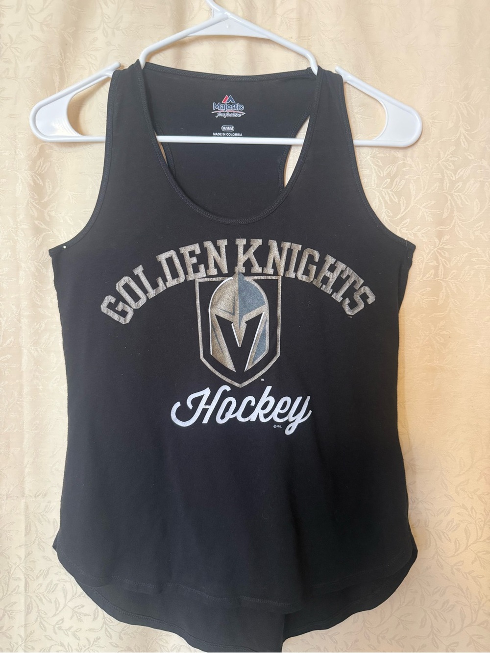 Vegas Golden Knights Tank Top, Women’s Med Black NHL Racerback Graphic Team Log